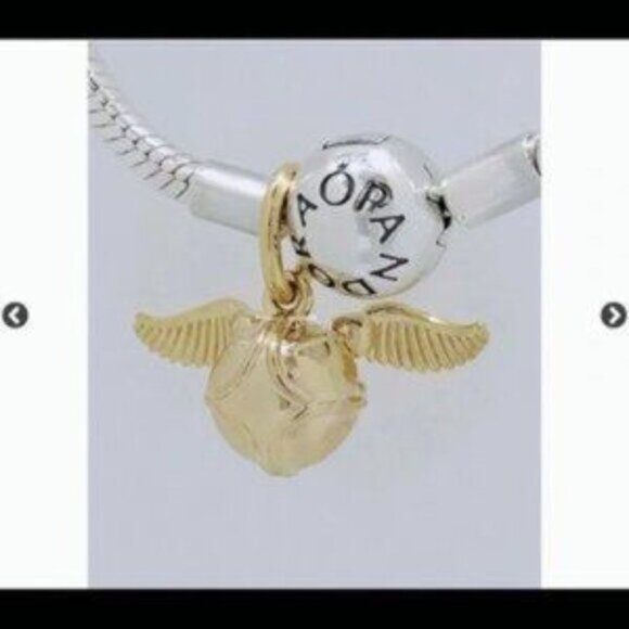 ✅New Pandora Shine Gold Harry Potter Golden Snitch Wings Pendant Charm - Picture 4 of 5